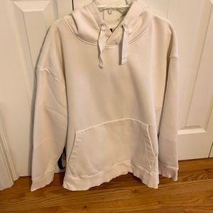 Mens H&M Fleece Hoodie Pullover L Cream